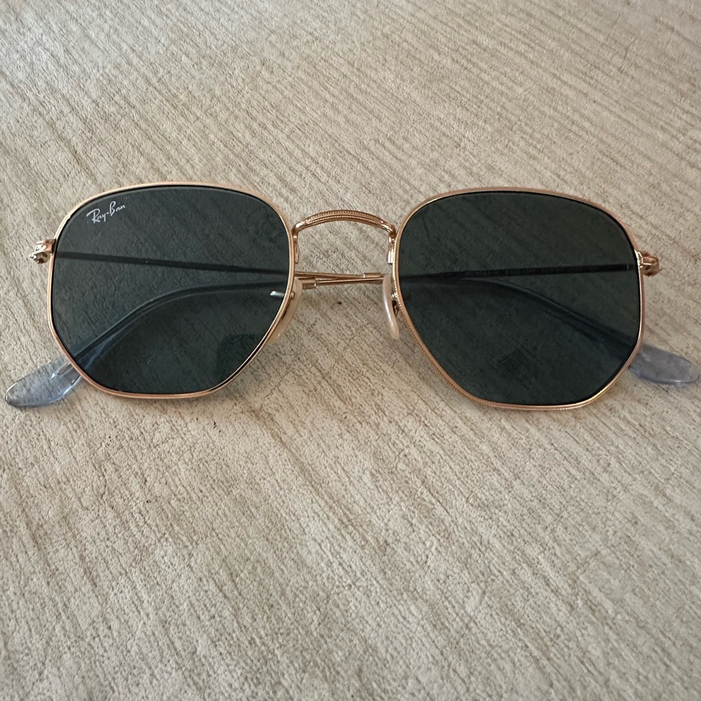 Ray-Ban Hexagonal Gold Frame Sunglasses